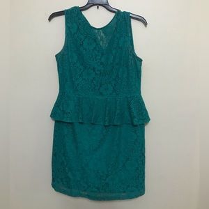 PLUS SIZE TEAL LACE PEPLUM COCKTAIL DRESS SIZE 14